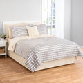 Fluffy Down Alternative Soft Touch Bed in a Bag 11-Piece Reversible Tan & Black Striped Comforter Set with Sheets, Queen - Hypoallergenic Ultra-Fluffy Quilt for Winter - Default Title