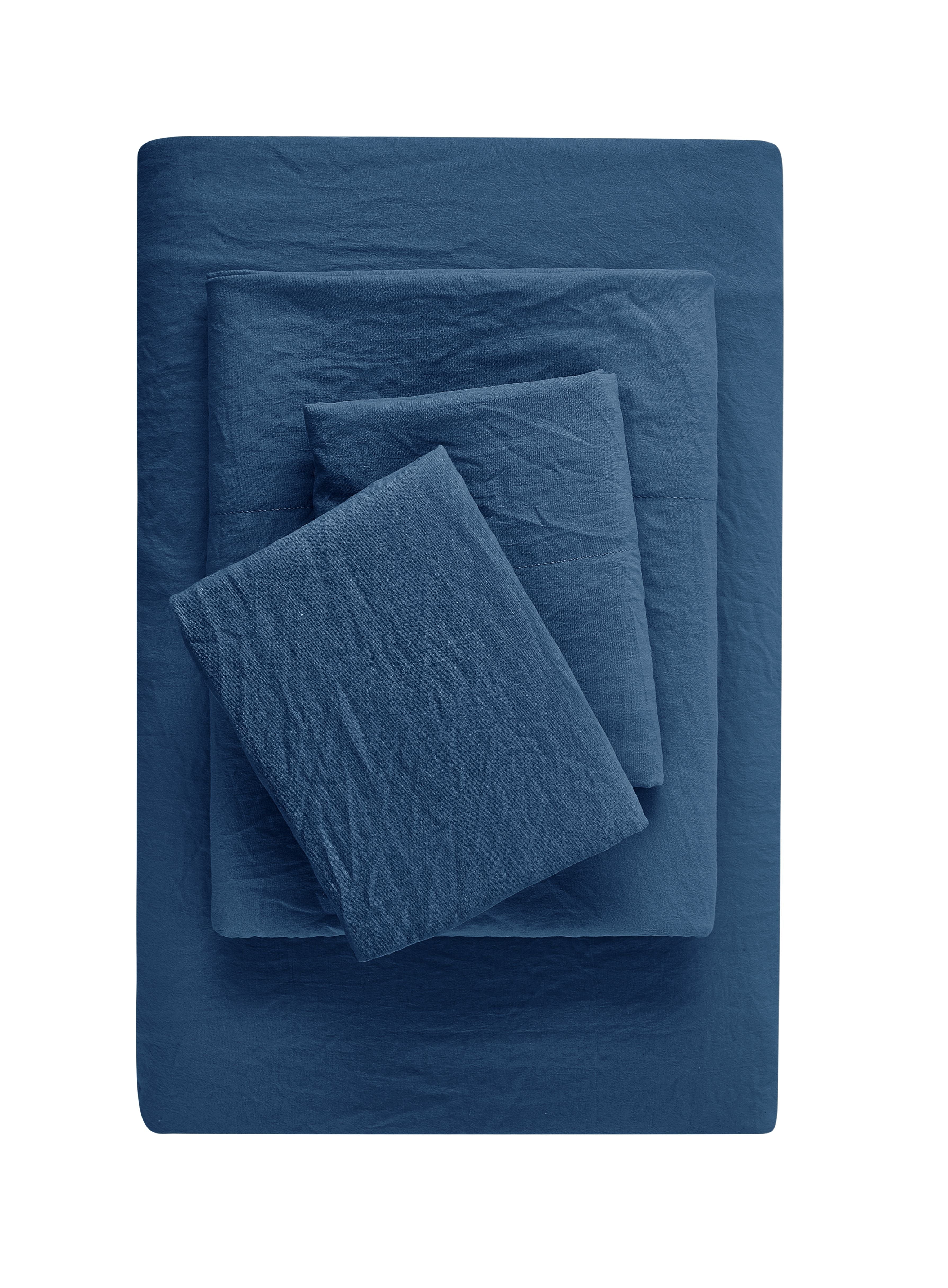Cooling Sateen Ultra Soft Microfiber Bed Sheet Set, Twin-XL, Indigo, 3 Piece - Premium Ultra-Soft Pillowcase Pair for Sleeping - Default Title