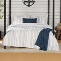 Heavyweight Warmth Full/Queen Comforter Set, All-Season, 5-Piece, Blue Yarn Dyed Stripe - Luxurious Quilted Duvet Cover Set - Default Title