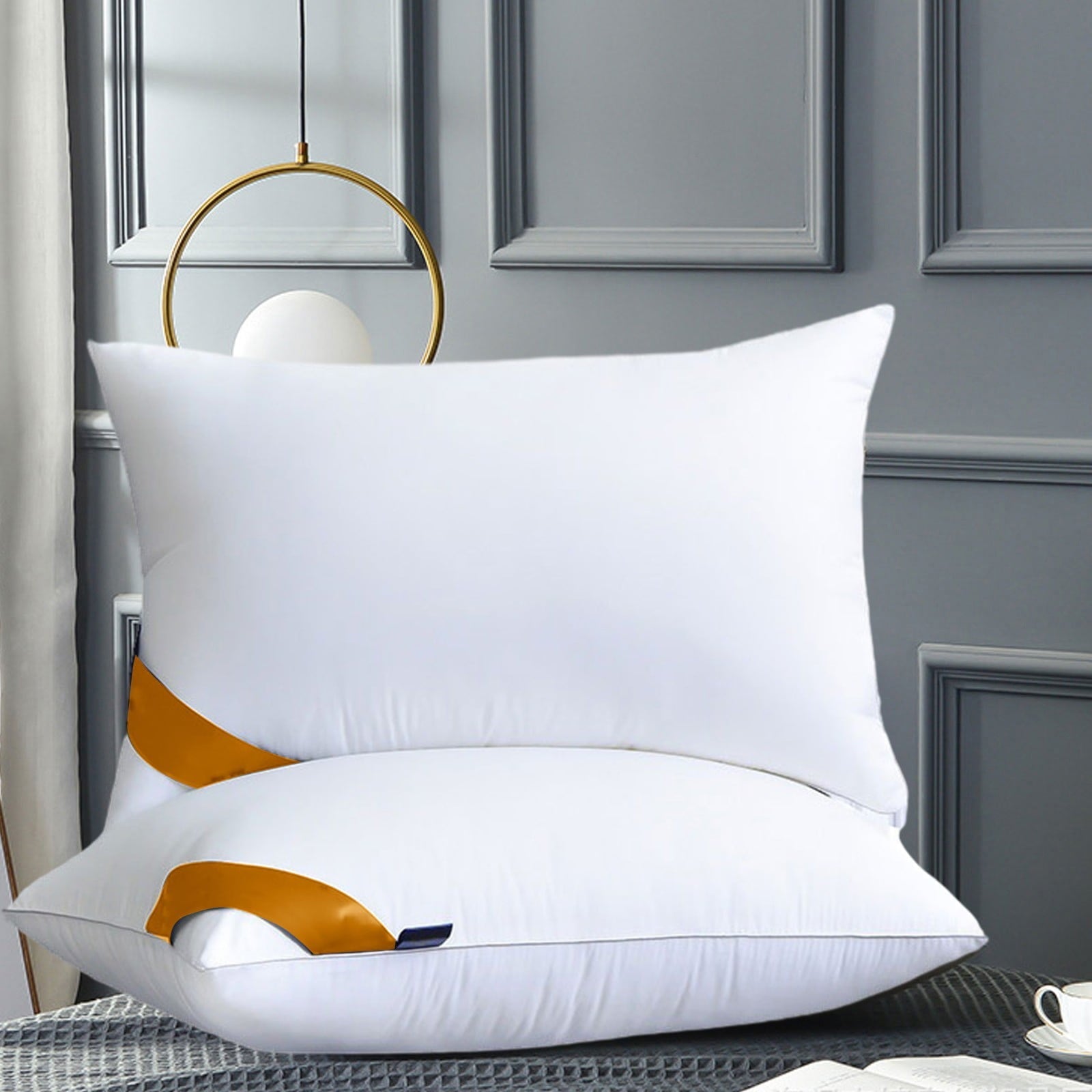 Ergonomic Memory Foam Pillows Set of 2 - White Pillows 2 Pack Hotel Quality Bed Pillows for Sleeping Soft and Supportive Pillows for Side, ... - Decorative Throw Pillow Cushion for Sofa & Bed - Default Title