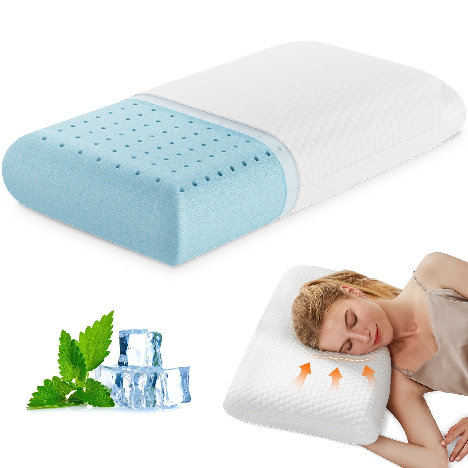 Decorative Plump Memory Foam Pillow, Standard Size Pillows for Sleeping, Bed Pillow Soft and Comfortable, 1 Pack - Orthopedic Shredded Foam Bed Pillow Set - Default Title