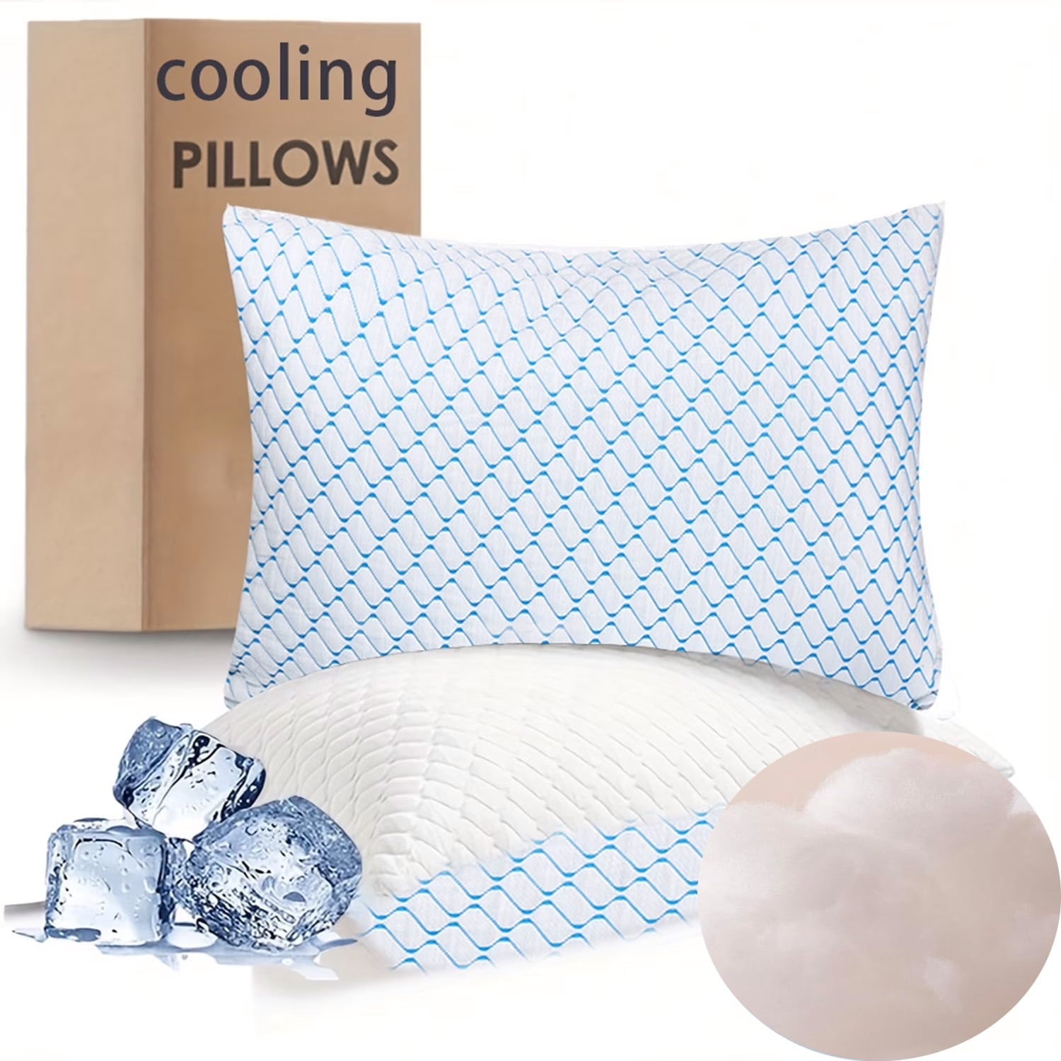 Fluffy Shredded Pillows for Sleeping (2-Pack), Luxury Hotel Pillows Queen Size Set of 2,Bed Pillows for Side and Back Sleeper (Queen) - Decorative Throw Pillow Cushion for Sofa & Bed - Default Title