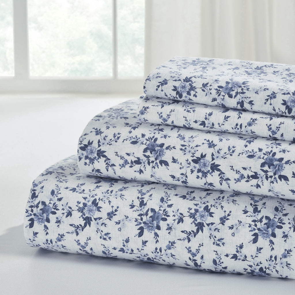 Premium Egyptian Cotton 3-Piece Brittany Printed Cotton Flannel Adult Bed Sheet Set, Twin - Premium Ultra-Soft Pillowcase Pair for Sleeping - Default Title