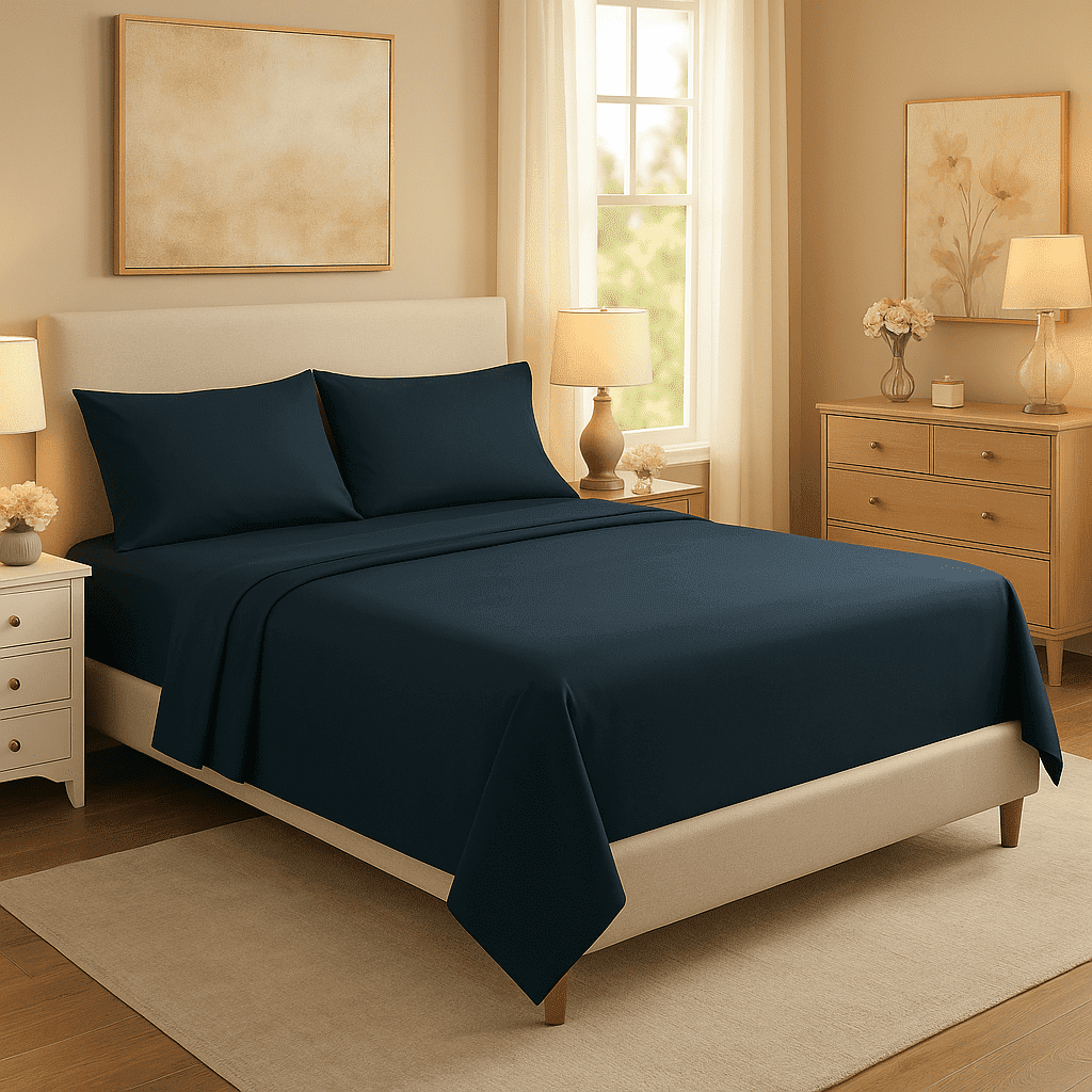 Breathable Luxury 3-Piece Twin Sheet Set, Ultra-Soft 800 Thread Count Microfiber, Deep Pocket, Twin, Blue Indigo - Cooling Hotel Quality Bedding Sheets and Pillowcases - Default Title