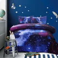 Fluffy Down Alternative Galaxy Bedding Sets Outer Space Comforter 3D Printed Space Quilt Set Full Size for Kids Blue - Cloud-Like Soft Lightweight Bed Comforter - Default Title