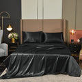 Premium Egyptian Cotton Satin Sheets Full Black Luxury Silky Bed Sheets 1800 Microfiber Sheet Set 4 Pcs - Premium Ultra-Soft Pillowcase Pair for Sleeping - Default Title