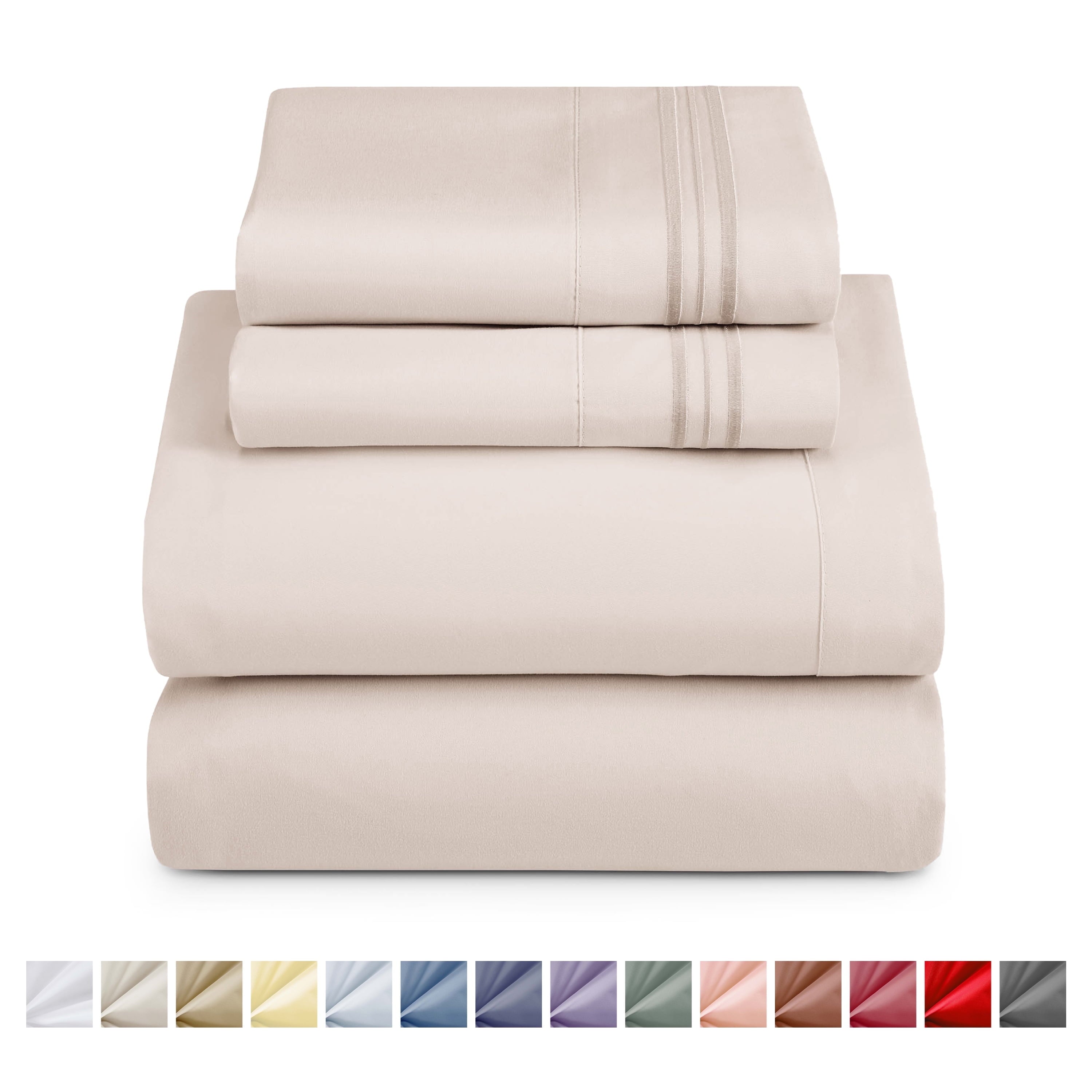 Breathable Luxury King Sheet Sets, 1800 Series Deep Pocket 4 Piece, Luxury Soft Microfiber Bed Sheet Sets, BEIGE CREAM - Cooling Hotel Quality Bedding Sheets and Pillowcases - Default Title