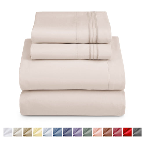 Breathable Luxury King Sheet Sets, 1800 Series Deep Pocket 4 Piece, Luxury Soft Microfiber Bed Sheet Sets, BEIGE CREAM - Cooling Hotel Quality Bedding Sheets and Pillowcases - Default Title
