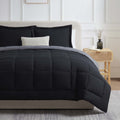 Heavyweight Warmth Queen Comforter Set, 3 Piece Bed in a Bag, Reversible Down Alternative Bedding Set, Black & Gray - Luxurious Quilted Duvet Cover Set - Default Title