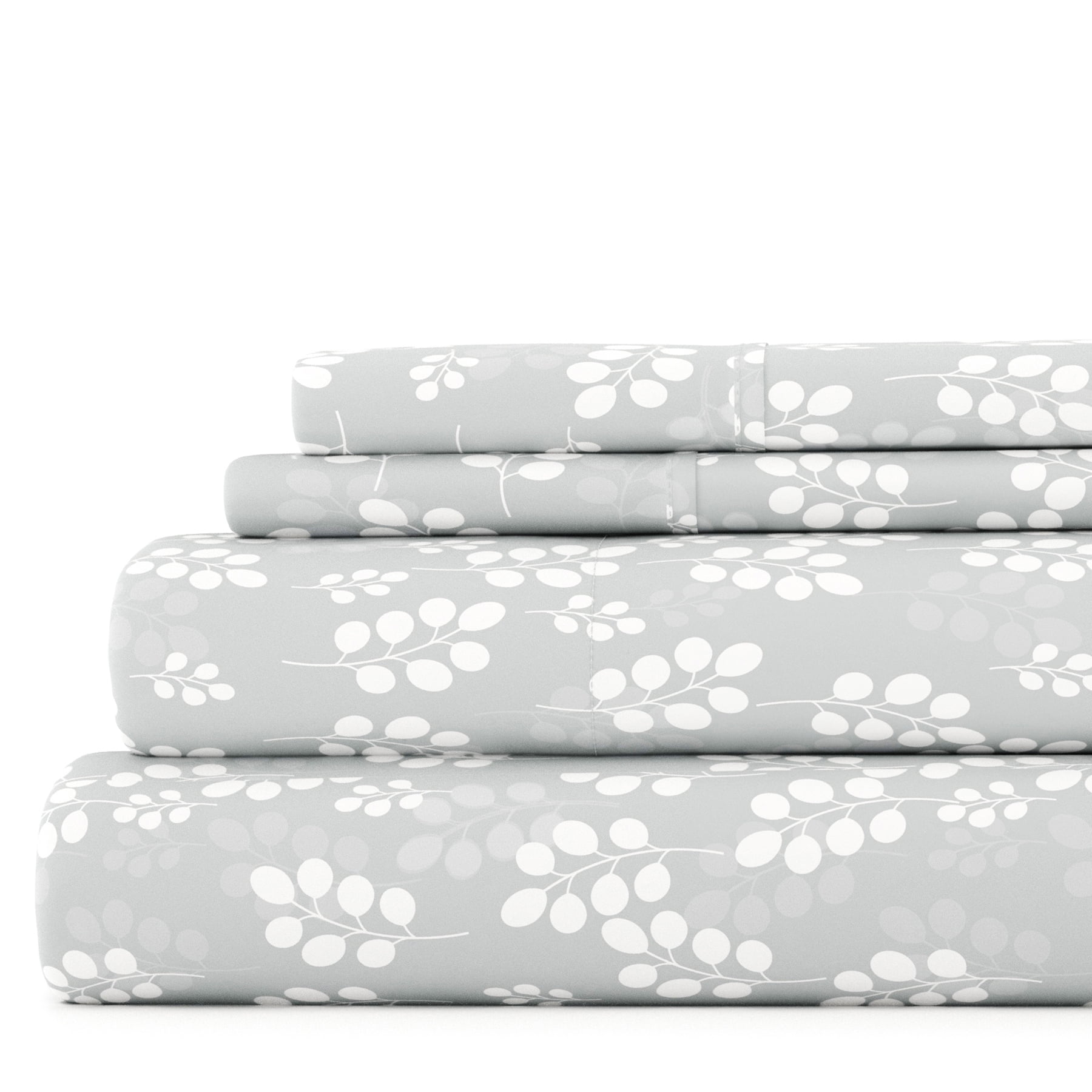 Ultra-Soft 4 Piece Pattern Microfiber Bed Sheets Set, Gray Wheat, Full - Luxury Bed Sheet Set with Deep Pockets - Default Title
