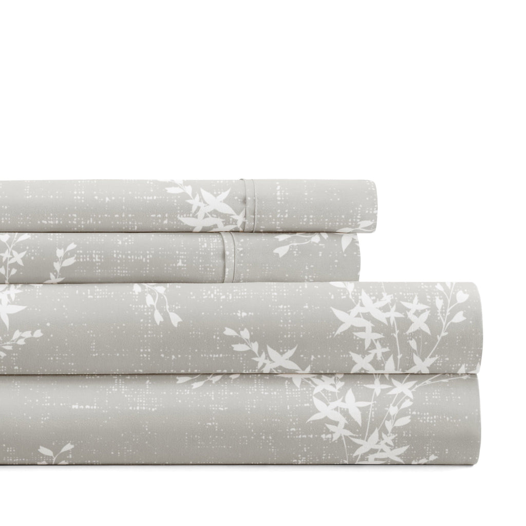 Wrinkle-Resistant 3 Piece Pattern Microfiber Bed Sheets Set, Distressed Willow Light Gray, Twin - Premium Ultra-Soft Pillowcase Pair for Sleeping - Default Title