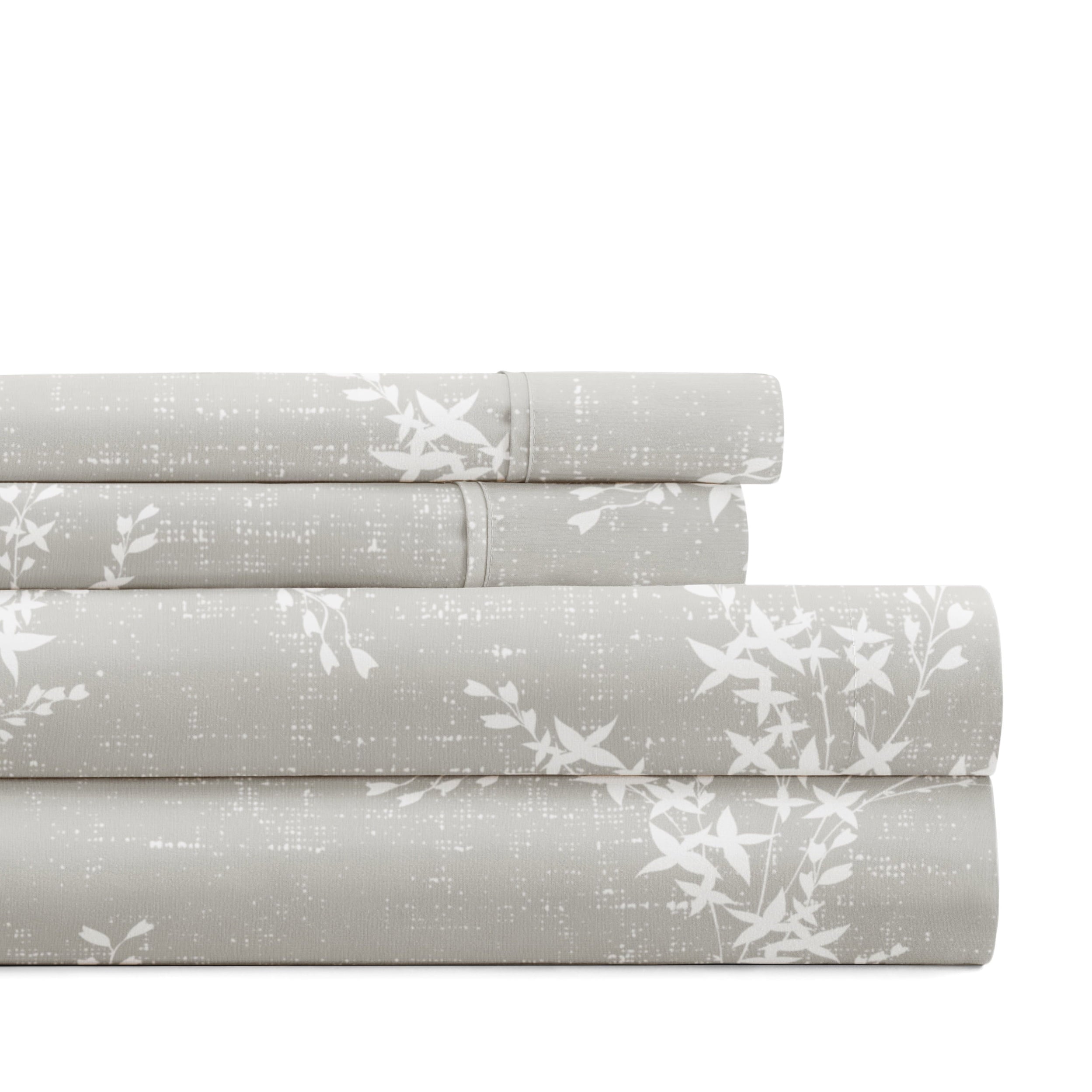 Wrinkle-Resistant 3 Piece Pattern Microfiber Bed Sheets Set, Distressed Willow Light Gray, Twin - Premium Ultra-Soft Pillowcase Pair for Sleeping - Default Title