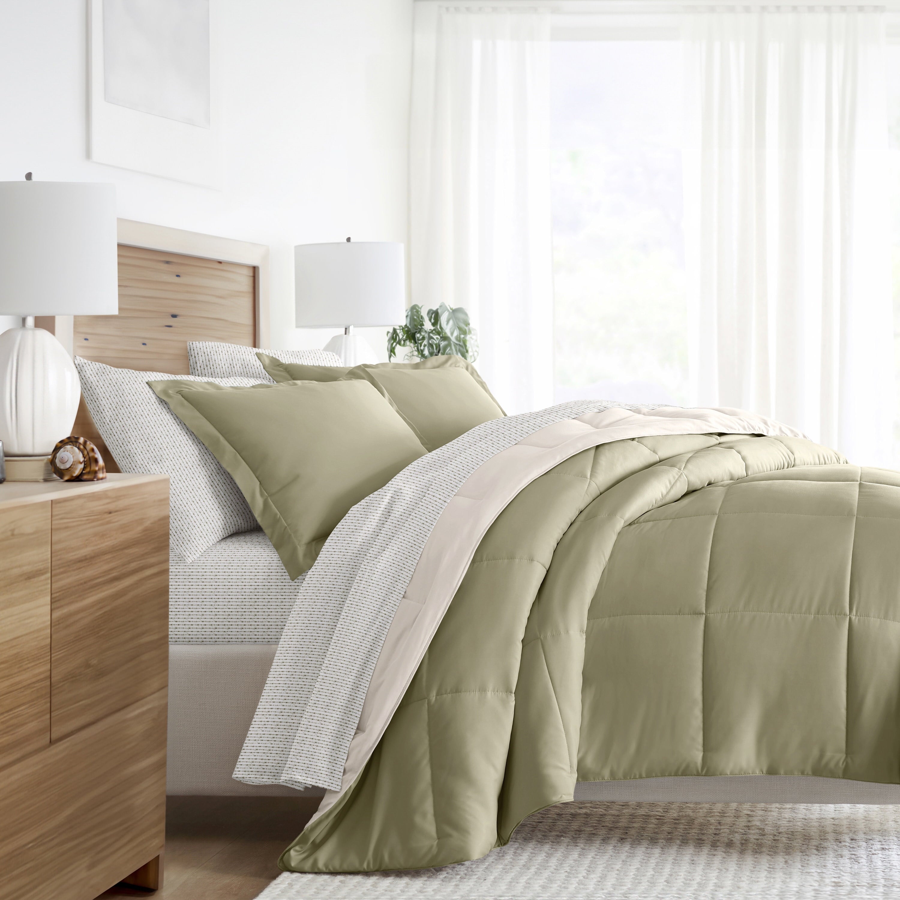 Heavyweight Warmth 5 Piece Bedding Bundle, Reversible Comforter and Patterned Sheet Set, Twin - Cloud-Like Soft Lightweight Bed Comforter - Default Title