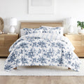 Hypoallergenic Cloud Down Alternative Cabbage Rose Stripe Stone Reversible Comforter Set - Luxurious Quilted Duvet Cover Set - Default Title