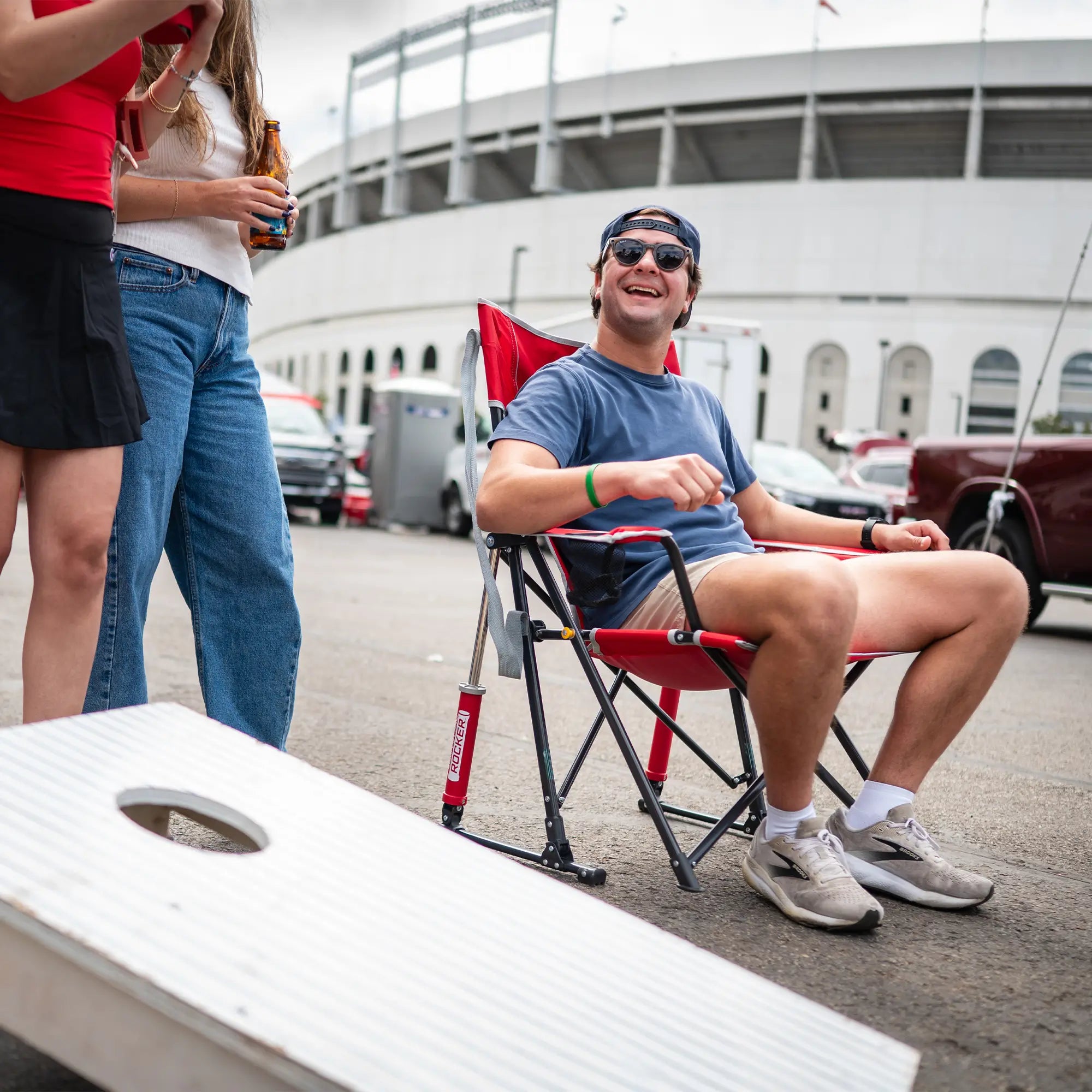 Luxury Camp College Comfort Pro Rocker - Ohio State Buckeyes - Choice 676 - RoadTrip Rocker Smooth Motion Camp Chair Detail