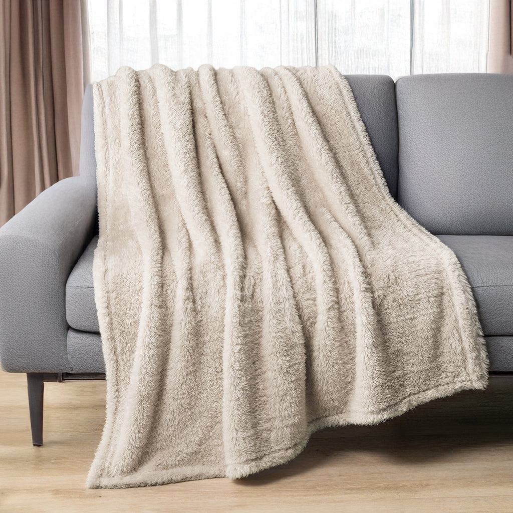 Lightweight Warm Sherpa Throw Blanket For Couch Sofa, Cream Beige Fluffy Warm Plush Blanket for Bed, Cozy Super Soft Lightweight Throw... - Super Soft Reversible Sherpa Flannel Blanket - Default Title
