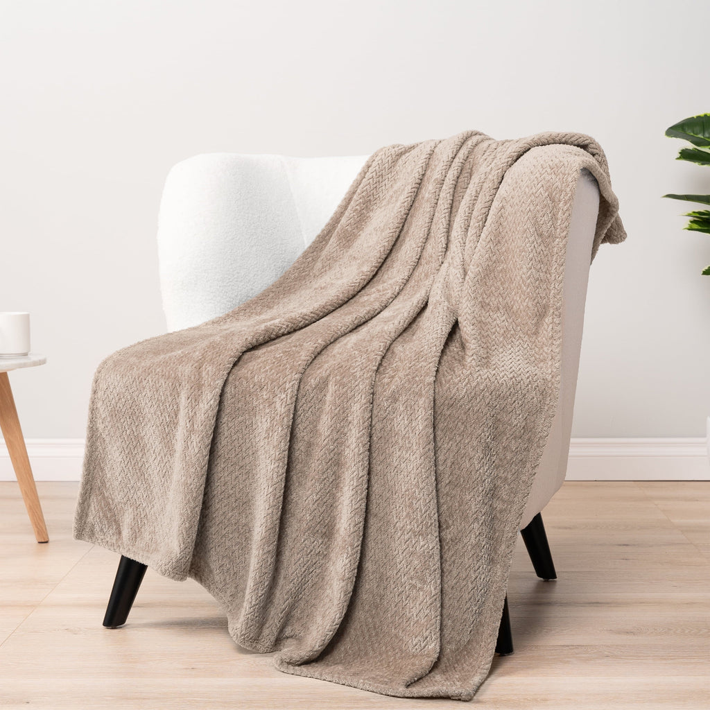 Decorative Knitted Soft Fleece Taupe Tan Throw Blanket for Couch, Lightweight Plush Warm Blankets for Bed, Fuzzy Cozy Flannel Blanket Th... - Lightweight Plush Warm Blanket for All Seasons - Default Title