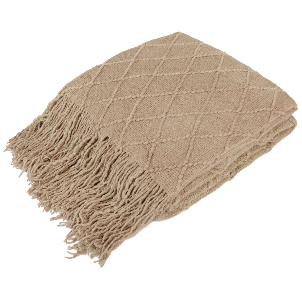 Reversible Sherpa Tan Taupe Knit Throw Blanket for Couch Bed, Soft Knitted Farmhouse Sofa Throw for Living Room, Lightweight Decorative... - Lightweight Plush Warm Blanket for All Seasons - Default Title