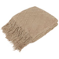 Reversible Sherpa Tan Taupe Knit Throw Blanket for Couch Bed, Soft Knitted Farmhouse Sofa Throw for Living Room, Lightweight Decorative... - Lightweight Plush Warm Blanket for All Seasons - Default Title