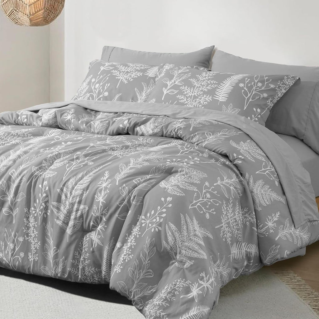 Heavyweight Warmth 7 Pieces Printed King Comforter Set, Lightweight Reversible Botanical Bedding Set Include Comforter, Pillow Shams, Fl... - Hypoallergenic Ultra-Fluffy Quilt for Winter - Default Title