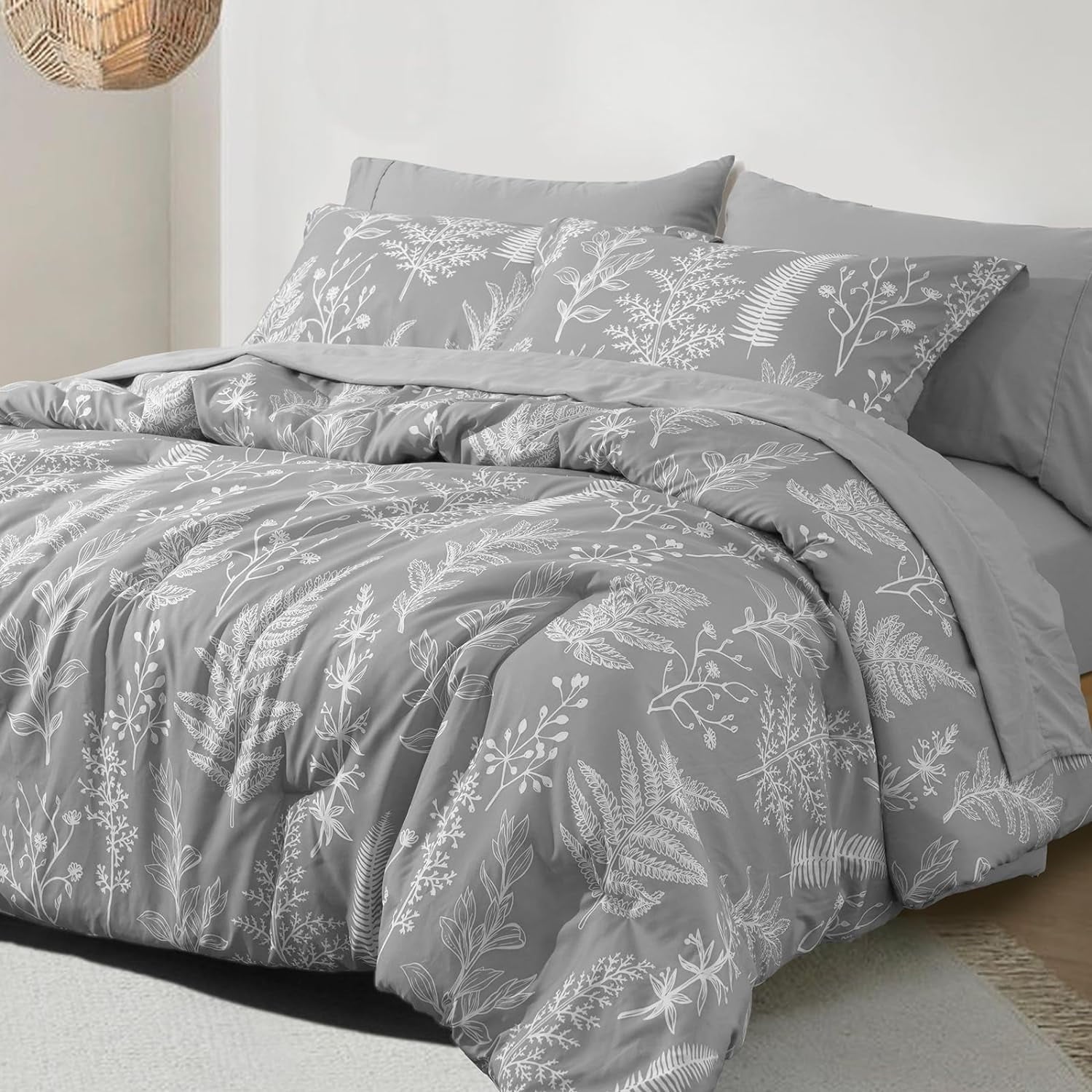 Heavyweight Warmth 7 Pieces Printed King Comforter Set, Lightweight Reversible Botanical Bedding Set Include Comforter, Pillow Shams, Fl... - Hypoallergenic Ultra-Fluffy Quilt for Winter - Default Title
