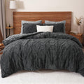 Luxurious Quilted Warm Sherpa Fleece Queen Comforter Set, 3D Tufted Fluffy Dark Grey Bedding for Winter, Soft 3 Pieces Shaggy Bed Set, ... - Hypoallergenic Ultra-Fluffy Quilt for Winter - Default Title