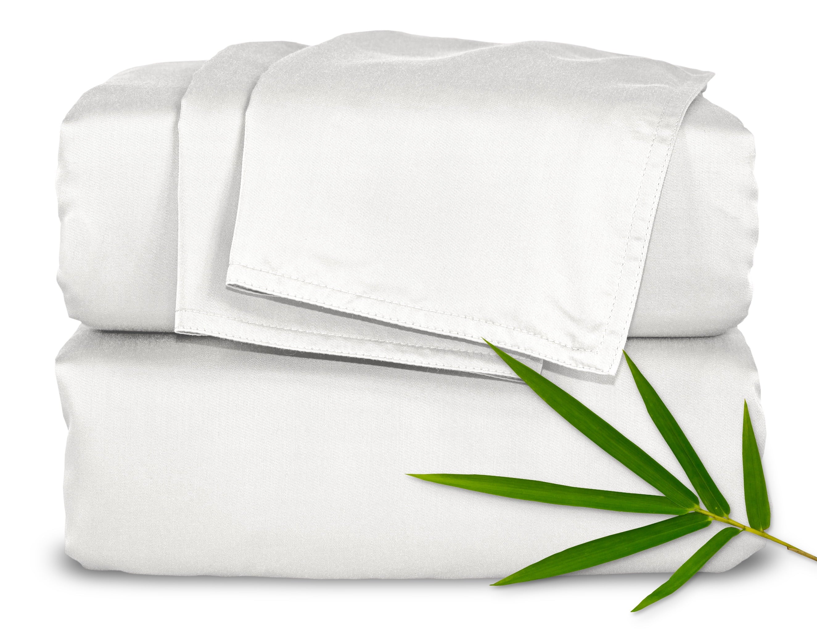 Cooling Sateen Sheets King Size Bed Sheet 4 Piece Set, Genuine 100% Organic Bamboo Viscose, Luxuriously Soft & Cooling, Double Stitc... - Breathable Egyptian Cotton Flat & Fitted Sheets - Default Title