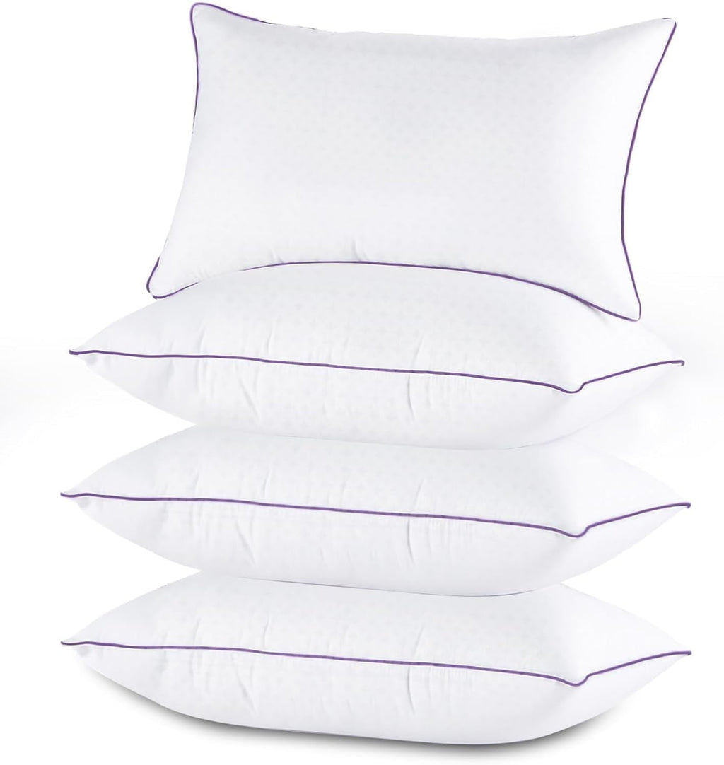 Hotel Collection Set of 4, Cooling and Supportive Bed with Super Soft Down Alternative Fill, Luxury Fluffy Hotel Quality for Side, Bac... - Decorative Throw Pillow Cushion for Sofa & Bed - Default Title