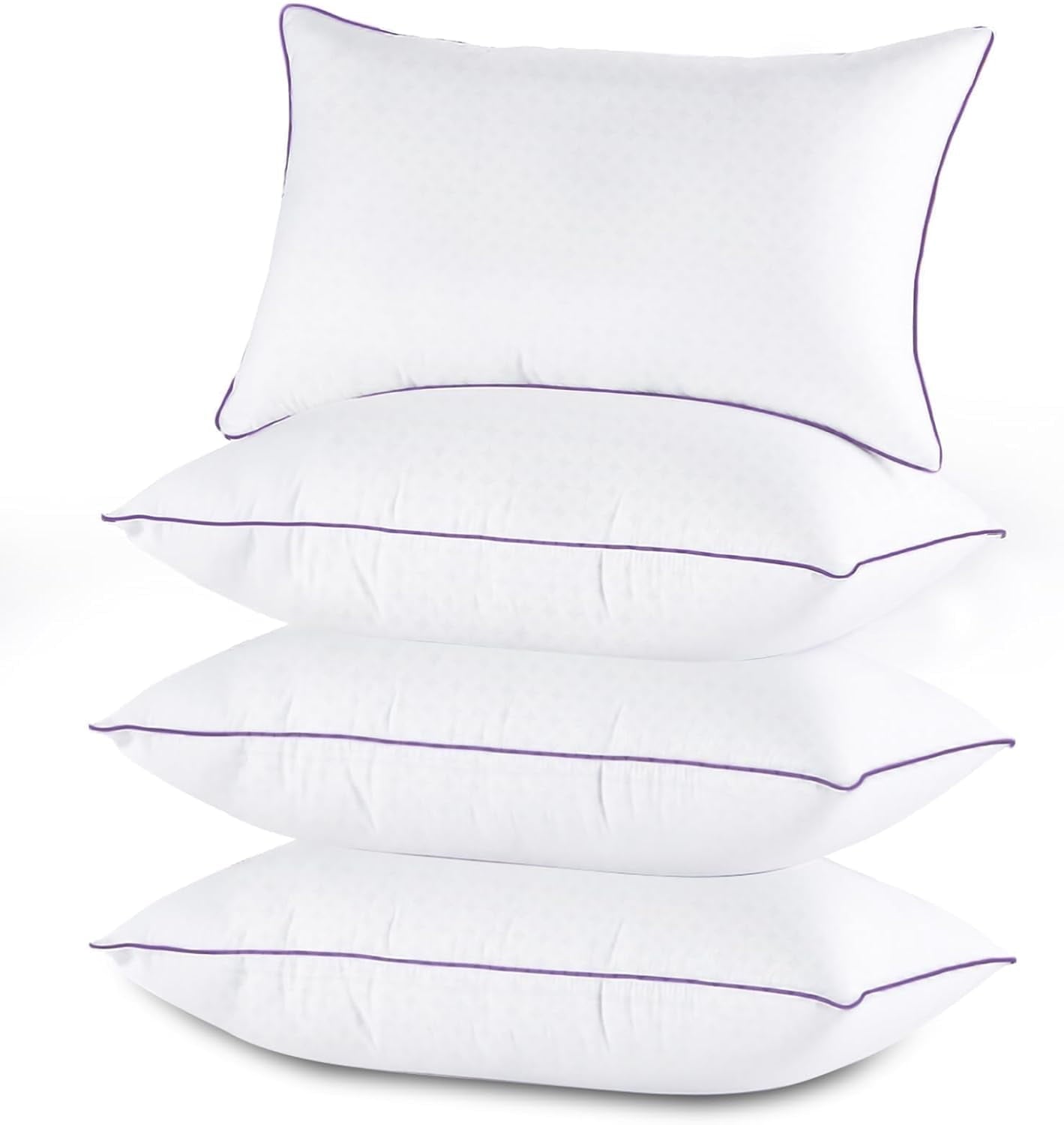 Hotel Collection Set of 4, Cooling and Supportive Bed with Super Soft Down Alternative Fill, Luxury Fluffy Hotel Quality for Side, Bac... - Decorative Throw Pillow Cushion for Sofa & Bed - Default Title