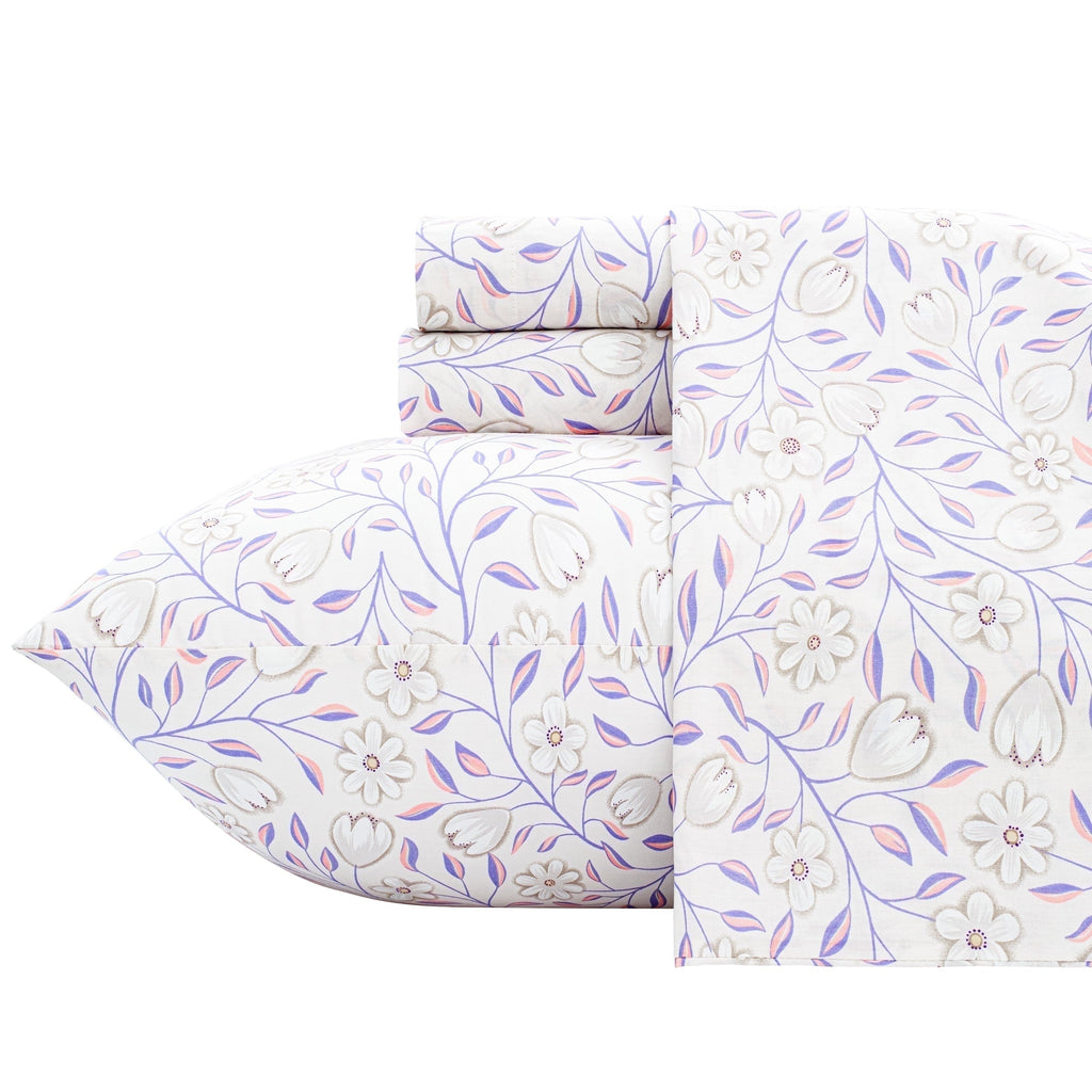 Premium Egyptian Cotton 100% Cotton Full Size Sheets,4 Piece Pure Percale Bed Sheets Set Deep Pocket Fits Mattress Upto 15",floral vine pattern - Breathable Egyptian Cotton Flat & Fitted Sheets - Default Title