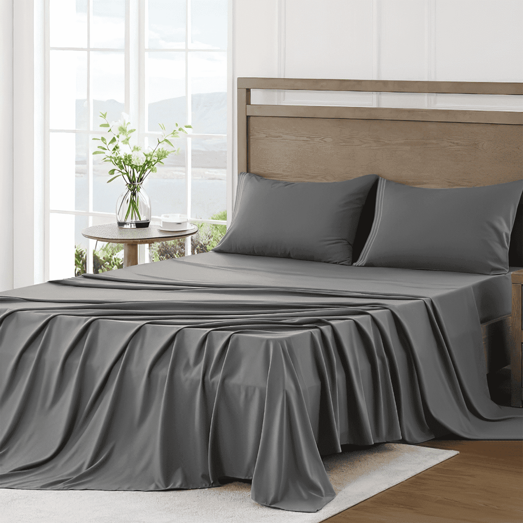 Premium Egyptian Cotton 4 Piece Bed Sheet Set, Queen Size Upgraded Cooling Deep Pocket Comfy Breathable Hotel Luxury Bedding, Extra Soft Wrin... - Premium Ultra-Soft Pillowcase Pair for Sleeping - Default Title