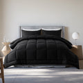All-Season Queen Size 3-Piece All-Season Down Alternative Comforter Set Deep Black (Comforter and Pillowcase Bedding Set / bed i... - Luxurious Quilted Duvet Cover Set - Default Title