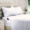 Premium Egyptian Cotton Set, Soft Microfiber 4 Piece Hotel Luxury Bed s with Deep Pockets, Embroidered Pillow Cases, Side Storage Pocket Fitt... - Breathable Egyptian Cotton Flat & Fitted Sheets - Default Title