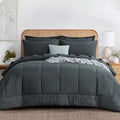 Fluffy Down Alternative 7 Pieces Comforter Set with Sheets - Bed in a Bag with Comforter and All Season Sheets, Pillowcases,Dark Gray,Queen - Luxurious Quilted Duvet Cover Set - Default Title