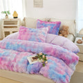 Hypoallergenic Cloud Faux Rabbit Fur Comforter Set Twin 3Pcs Girls Blue Purple Bedding Set Tie-Dyeing Soft Bed Comforter Set Warm Fuzzy Ki... - Hypoallergenic Ultra-Fluffy Quilt for Winter - Default Title