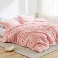 Hypoallergenic Cloud Full/Queen Size Comforter Set, Fluffy Ribbed Plush Comforter Set, 3-Piece Bedding Set, Pink - Cloud-Like Soft Lightweight Bed Comforter - Default Title