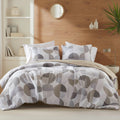 Luxurious Quilted Full/Queen Size Comforter Set, Tan/Gray Bedding Set for All Seasons, 3-Piece Round Geometric Print Bedding Comforter Set - All-Season Down Alternative Comforter Insert - Default Title