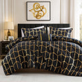 Luxurious Quilted Full/Queen Size Comforter Set, 4-Piece Bedding Set for All Seasons, Geometric Metallic Comforter Bed Set with Decor P... - Luxurious Quilted Duvet Cover Set - Default Title