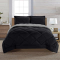 Heavyweight Warmth Reversible 3-Piece Comforter Set, Diamond Stitched, King, Black/Grey - All-Season Down Alternative Comforter Insert - Default Title