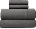 Cooling Sateen Jersey Sheet Set - 4 Pieces Queen Cotton Sheets Set - Stretchable Ultrasoft Luxury Knit Bed Linen (Dark Gray, Queen) - Breathable Egyptian Cotton Flat & Fitted Sheets - Default Title