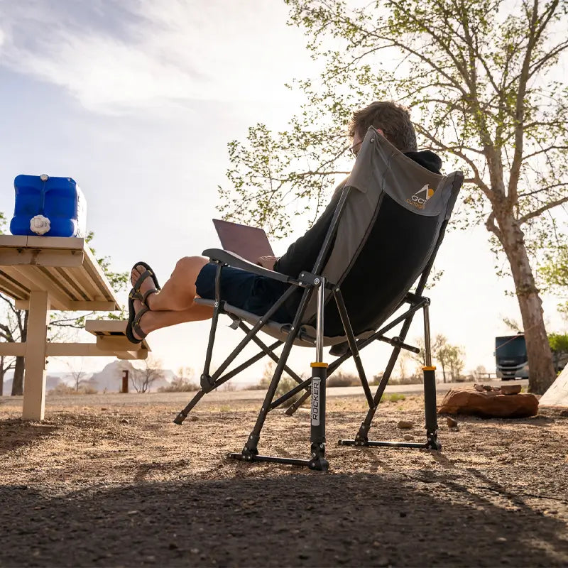 Premium All-Weather RoadTrip Rocker - Choice 855 - Patented Spring-Action Rocking Chair for Camping Detail