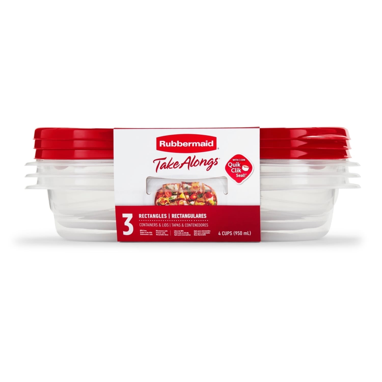 Whimsical Doughnut 4.0-Cup Rectangle Food Storage Containers, Ruby Red, 3 pack - Playful Star & Heart Shaped Geometric NeeDoh - Default Title