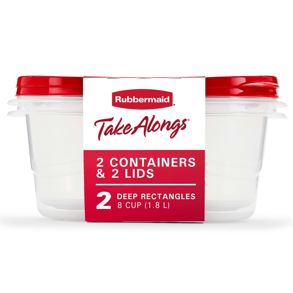 Playful Geometric 8 Cups, 2 Packs, Red, Plastic Deep Rectangle Food Storage Containers - Playful Star & Heart Shaped Geometric NeeDoh - Default Title