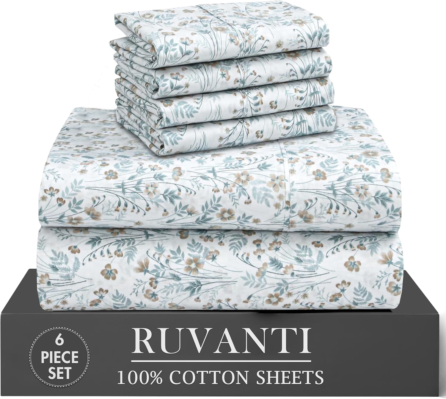 Premium Egyptian Cotton 6 Pcs Cotton Sheets - 100% Natural Cotton Soft, Lightweight & Breathable Crispy Percale Bed Sheets, King Size Sheets ... - Premium Ultra-Soft Pillowcase Pair for Sleeping - Default Title