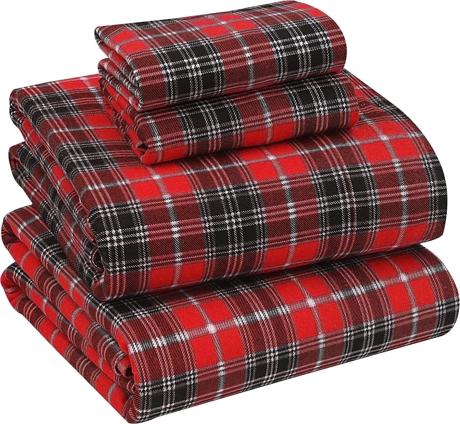 Wrinkle-Resistant Flannel Sheets Queen Size - 100% Cotton Double Brushed Bed Sheets, Deep Pockets 16 Inches Queen Sheet Set, All Season... - Premium Ultra-Soft Pillowcase Pair for Sleeping - Default Title