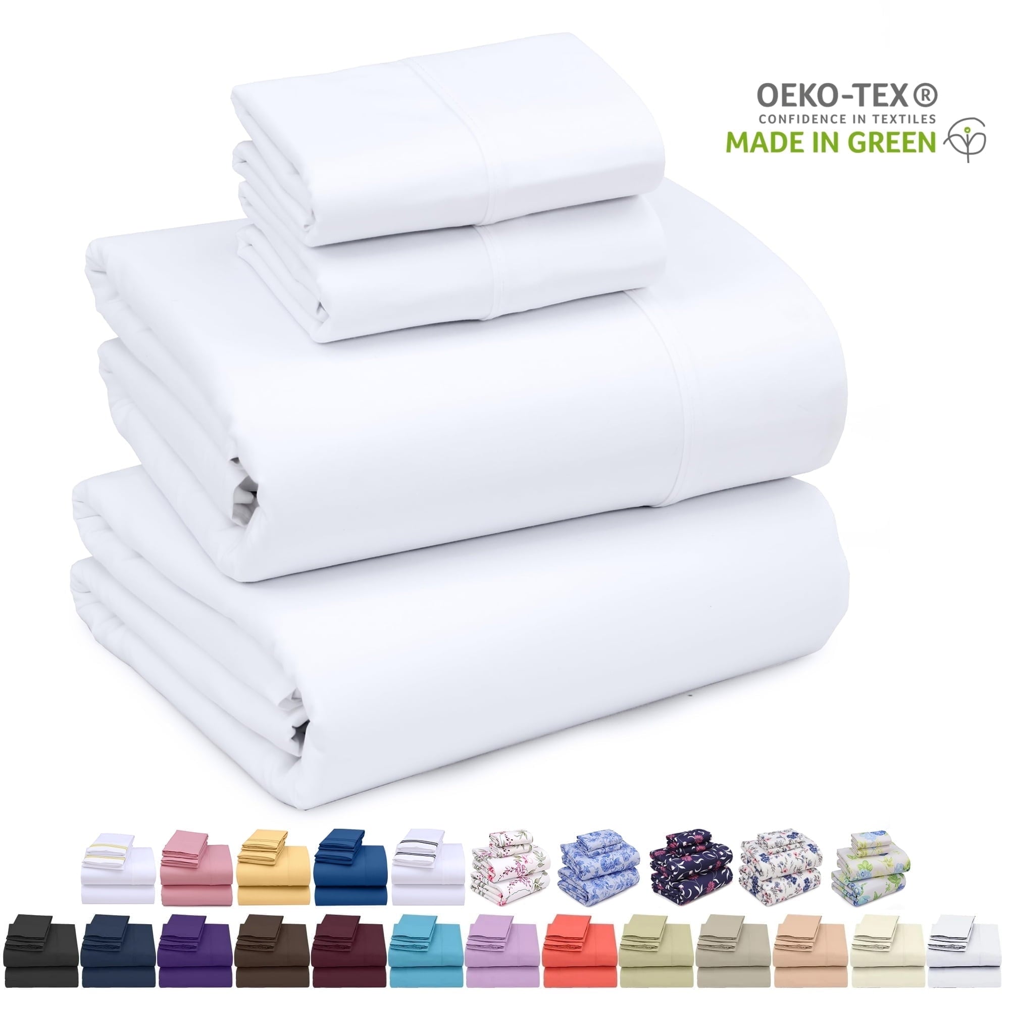 Cooling Sateen Set - Luxurious Silky Soft Microfiber Bedding - Cozy & Comfy - 15 inch Deep Pocket (Fits up to 17") Hotel Bed - 4 Pcs... - Premium Ultra-Soft Pillowcase Pair for Sleeping - Default Title