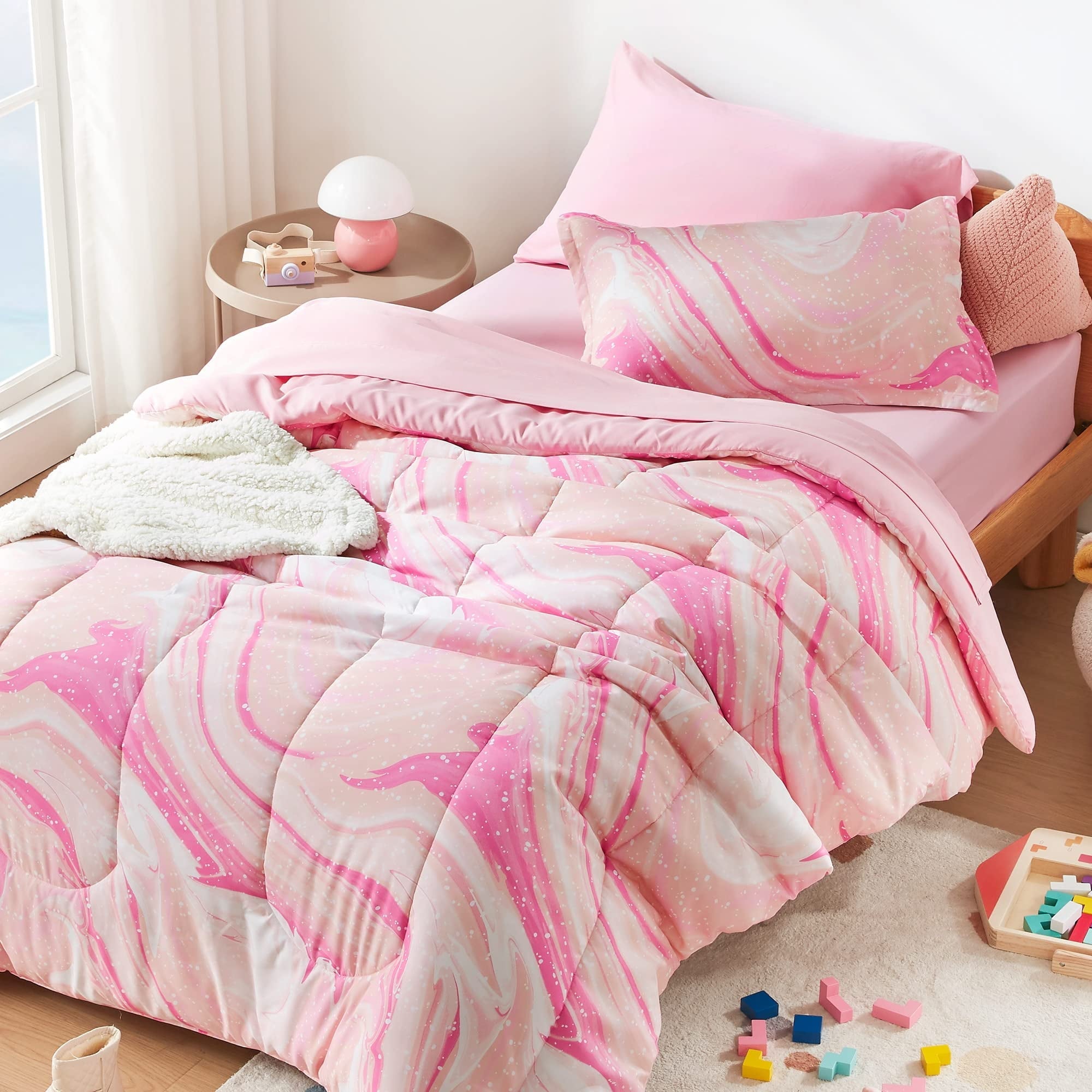Fluffy Down Alternative Kids Twin Bedding Comforter Set - 5 Pieces Super Cute & Soft Bedding Sets & Collections with Comforter, Sheet, Pillow... - Hypoallergenic Ultra-Fluffy Quilt for Winter - Default Title