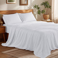 Ultra-Soft Bed Sheets Set, Microfiber Deep Pocket 4 Pieces Luxury Soft Sheet Set, Queen, White - Luxury Bed Sheet Set with Deep Pockets - Default Title