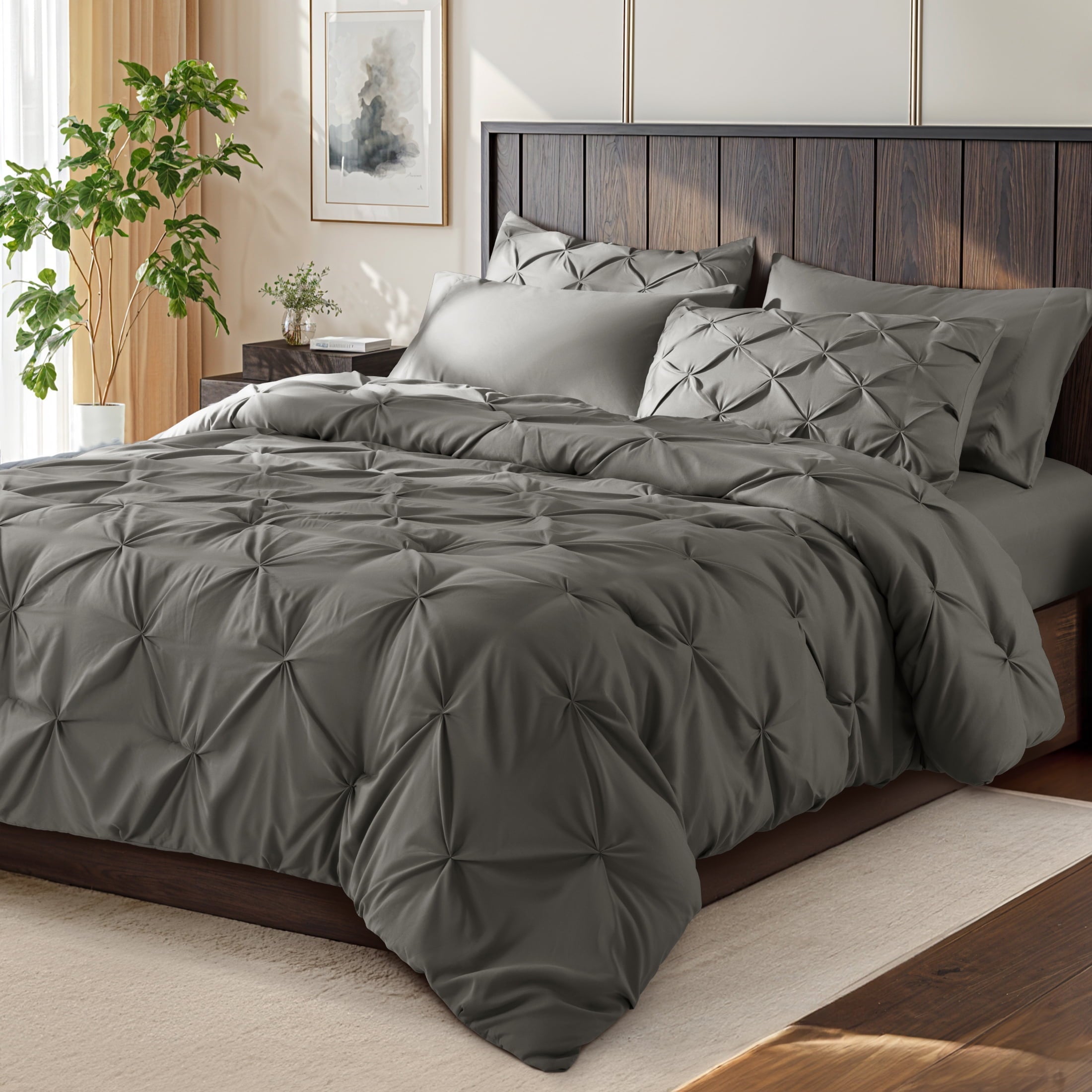 Heavyweight Warmth Queen Comforter Set, 7 Pieces Bedding Sets for All Season, Bed in a Bag with Pleated Comforter - Flat Sheet & Fitted ... - Luxurious Quilted Duvet Cover Set - Default Title