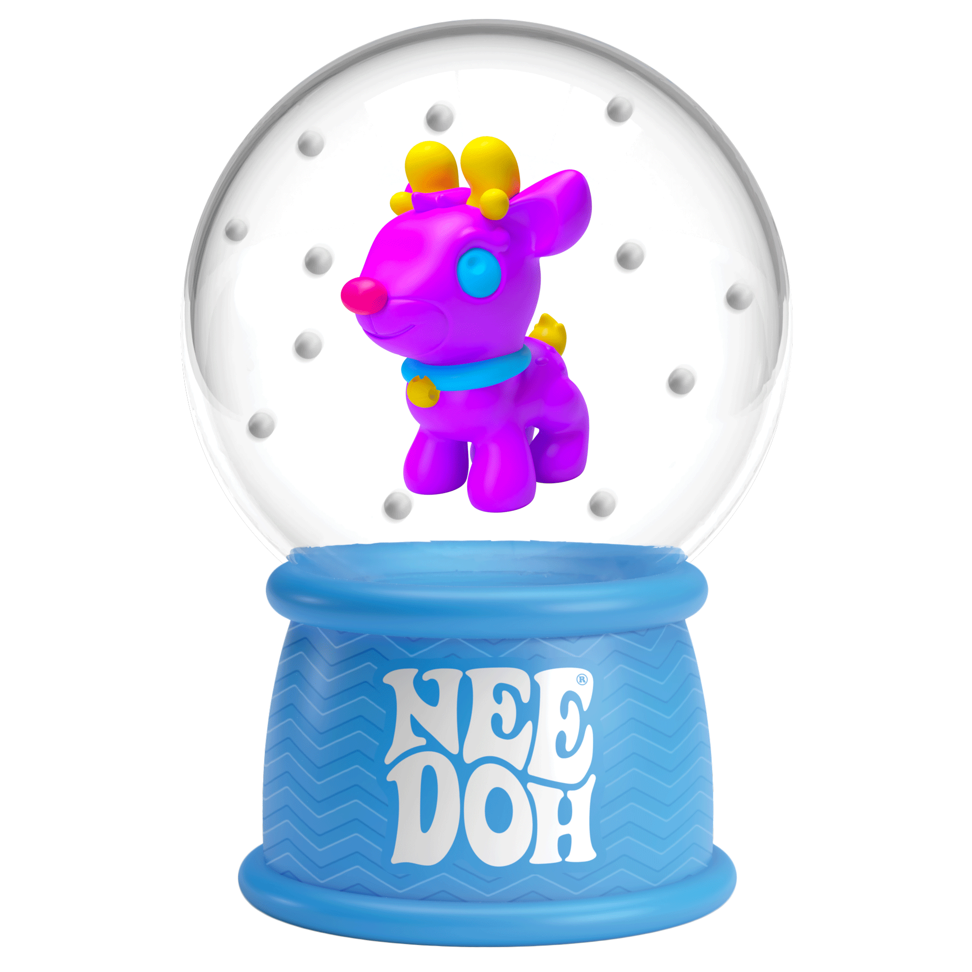 Ice-Cube Texture NeeDoh Squish N Flow Snow Globe | Signature Moonlit Lane - Translucent Jelly Cool Cube Sensory Toy Detail